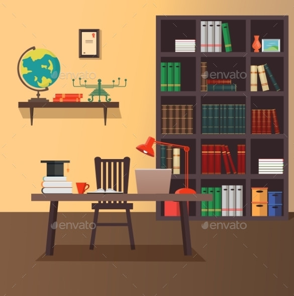 awesome modern home office illustration