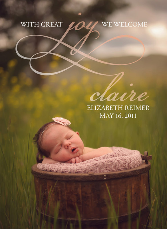 baby announcement photo card template