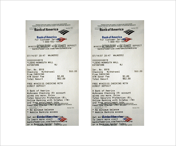 bank electronic receipt template