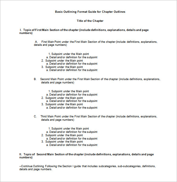 basic chapet outlining word format