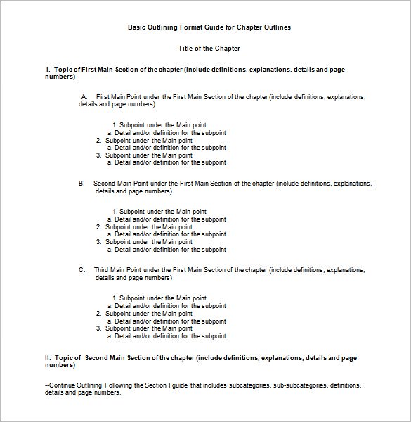 basic chapter outline template word doc