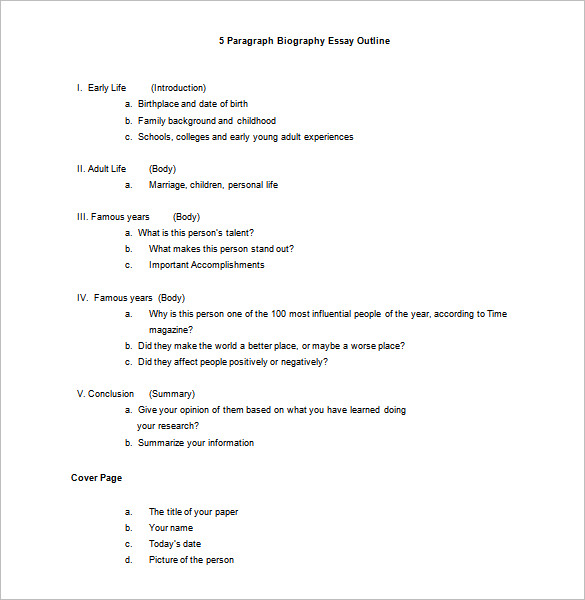 biography essay outline template