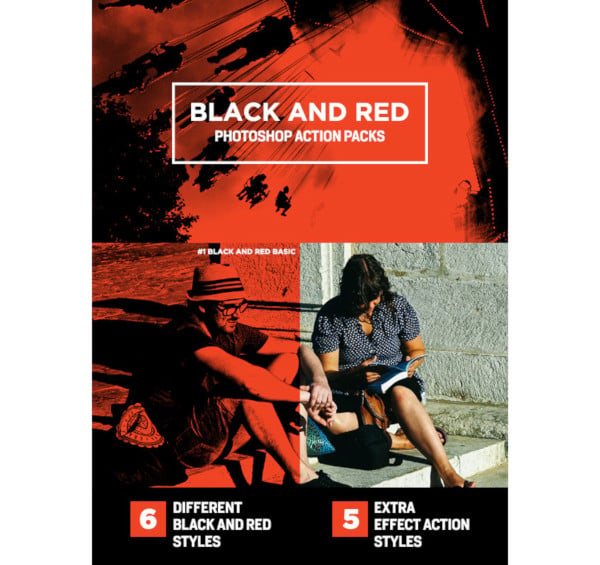 black and red photoshop action packs