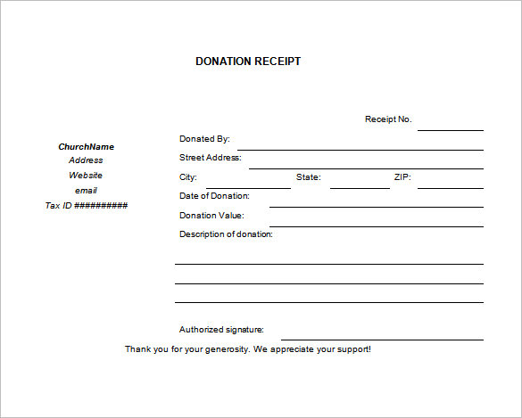 blank church donation receipt download