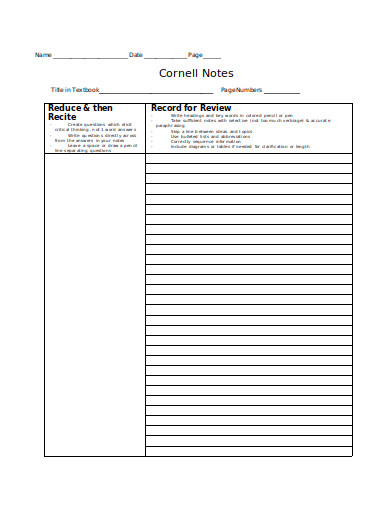 blank class notes template