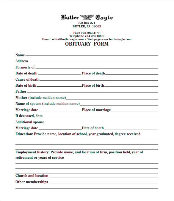 39 Free Obituary Templates In MS Word PDF Apple Pages Google Docs