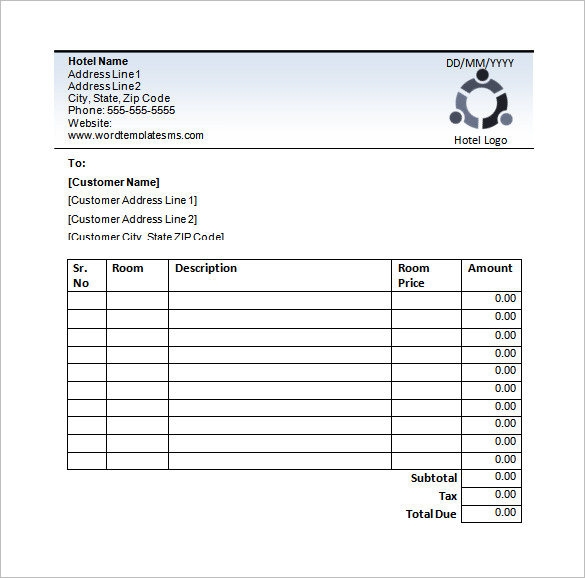 blank hotel receipt word free download