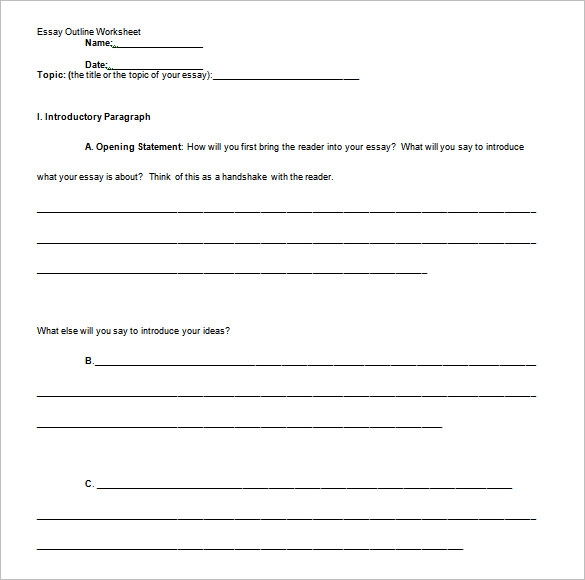 Blank Informative Essay Outline Template Sample