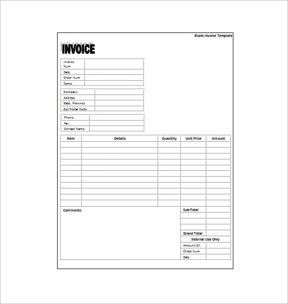 blank invoice receipt word download