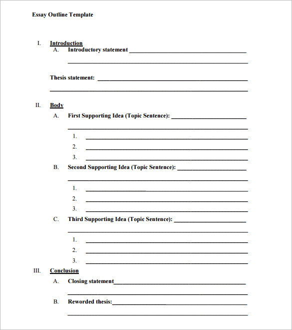 Essay outline format template