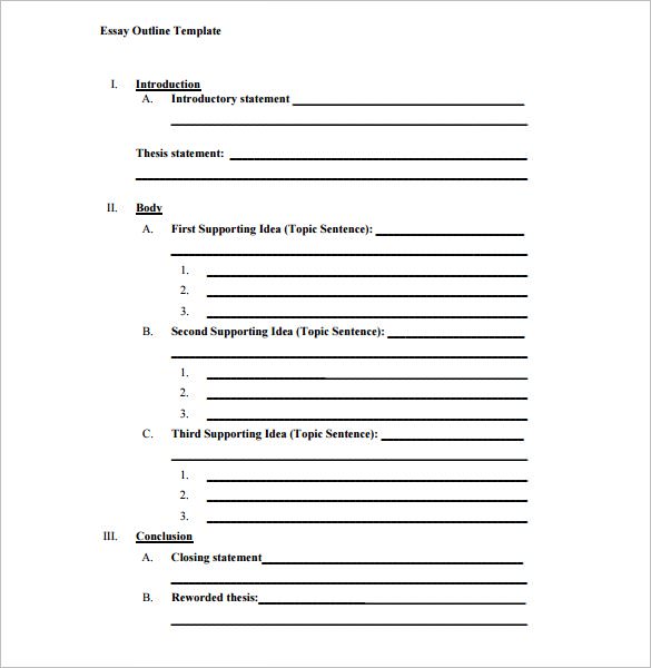 free printable essay outline template