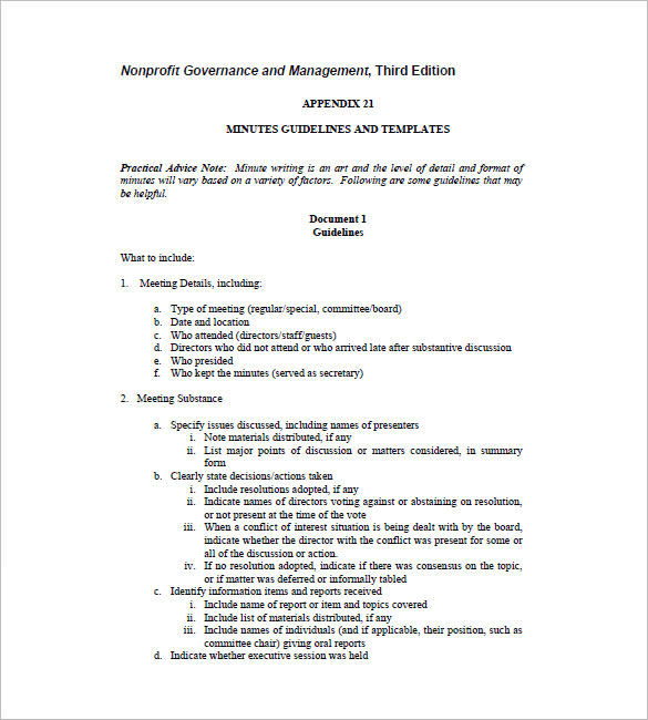 Non Profit Board Meeting Agenda Template