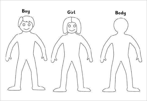 boy girl body outline template printable download