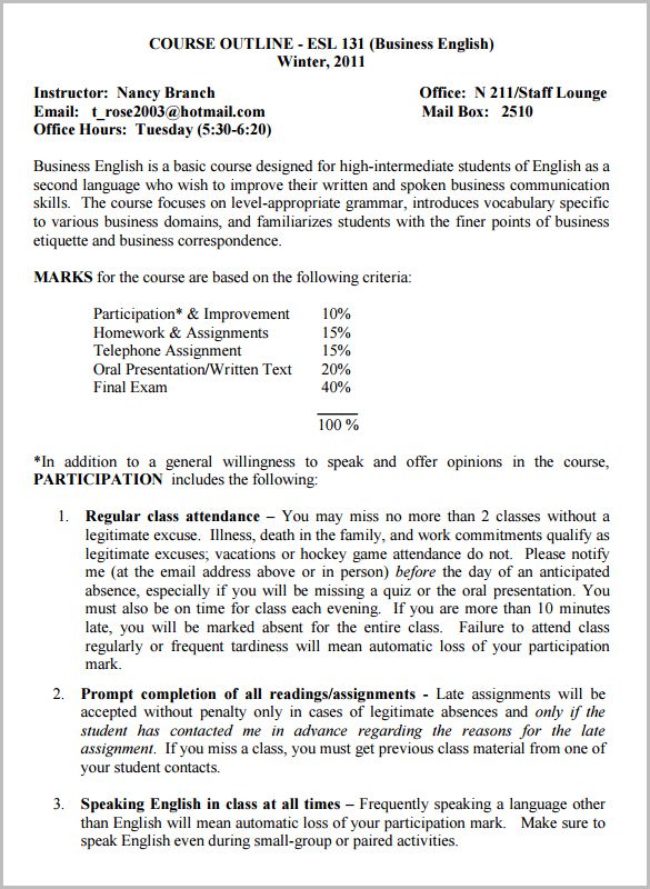 Training Course Outline Template - 11+ Free Sample, Example, Format