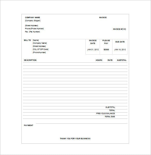business invoice receipt doc free download