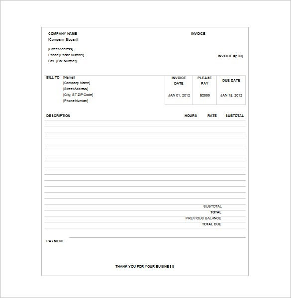 quick invoice templete