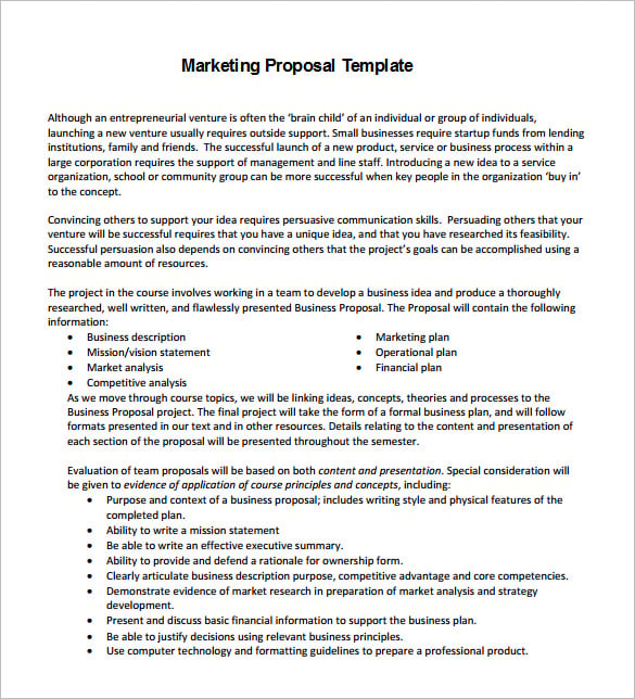 marketing research proposal examples