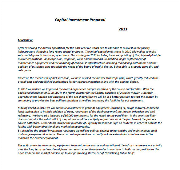 30+ Investment Proposal Templates in MS Word | PDF | Google Docs