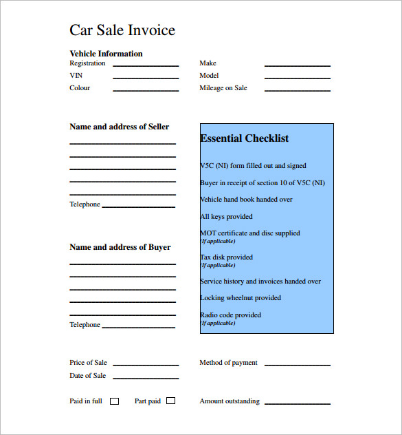 car sale receipt pdf template uk