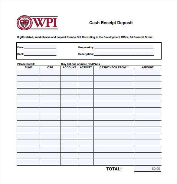 cash deposit receipt pdf download