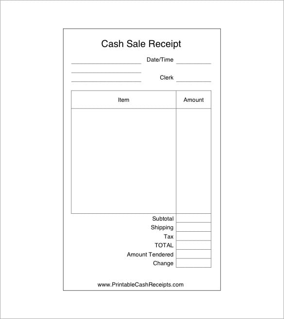 cash sale receipt word download