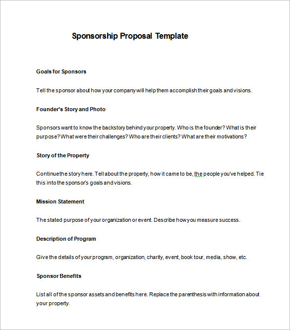 Sponsorship Proposal Template Free Word Templates