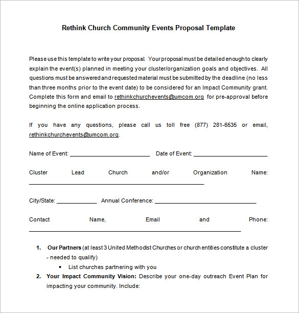 church event proposal free word download