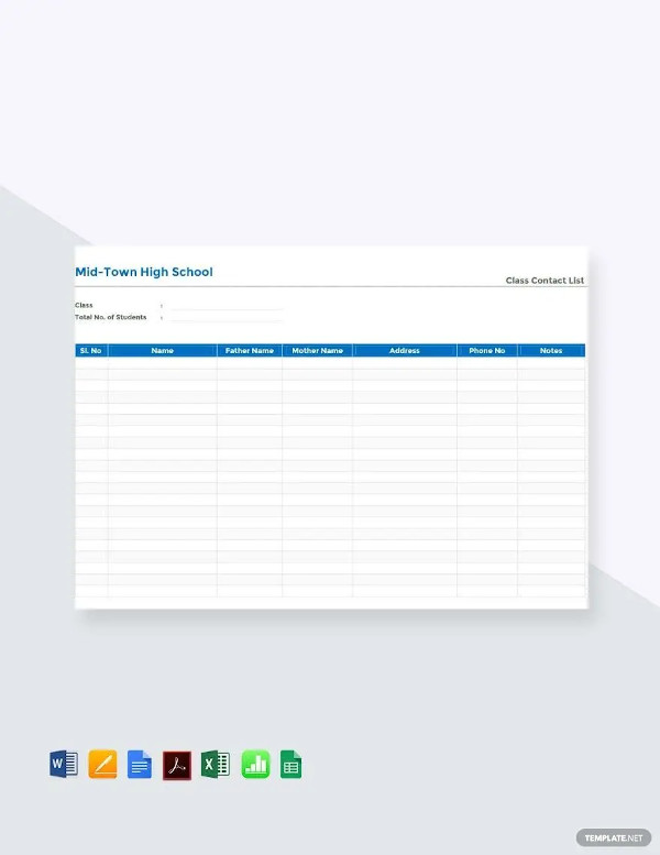 Contact List Template 23+ Free Sample, Example, Format