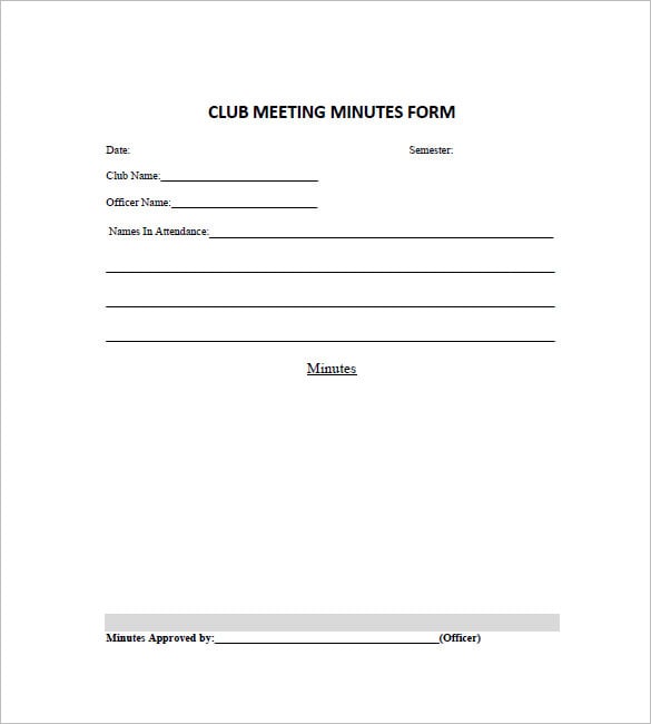 17+ Club Meeting Minutes Templates DOC, Excel, PDF