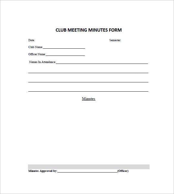 13+ Club Meeting Minutes Templates DOC, Excel, PDF Free & Premium