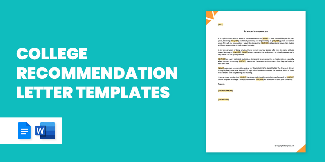 college recommendation letter templates samples – doc pdf