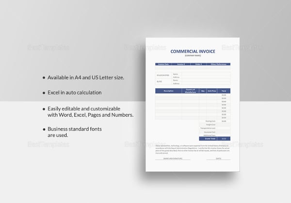 commercial invoice templat