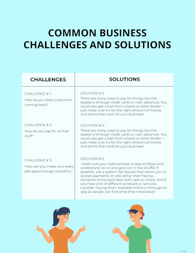 common business challenges and solutions t chart