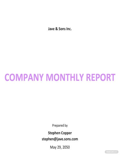 company monthly report template