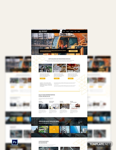 construction company psd landing page template