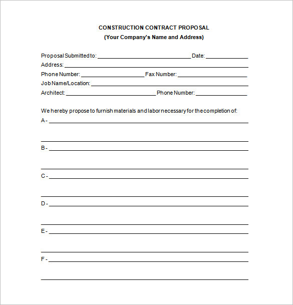 Free Contractor Proposal Template