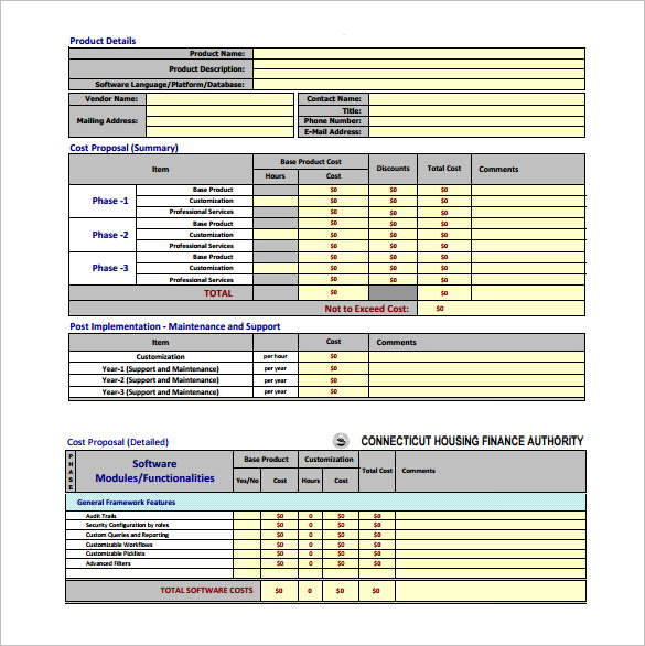 Cost Proposal Template 15 Free Word Excel PDF Format Download