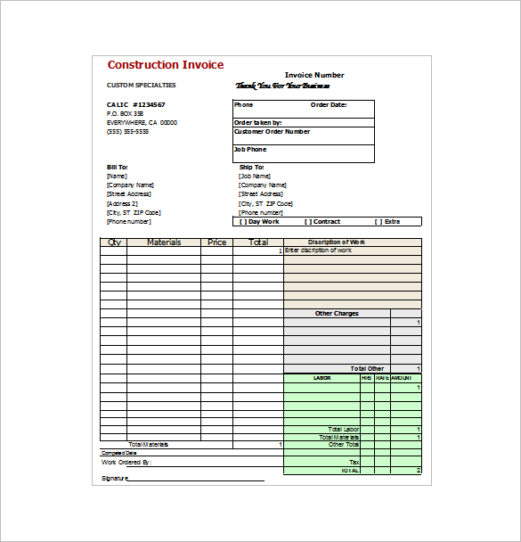 19 free construction receipt templates doc pdf free