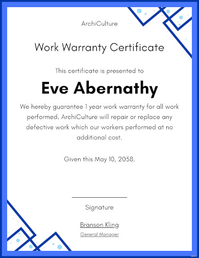 Warranty Certificate Template - 24+ Word, PDF Documents Download