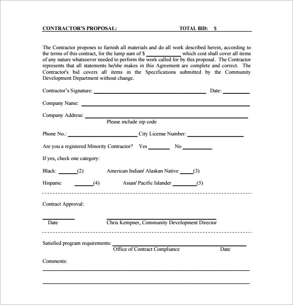 Construction Bid Proposal Template Excel ~ Excel Templates