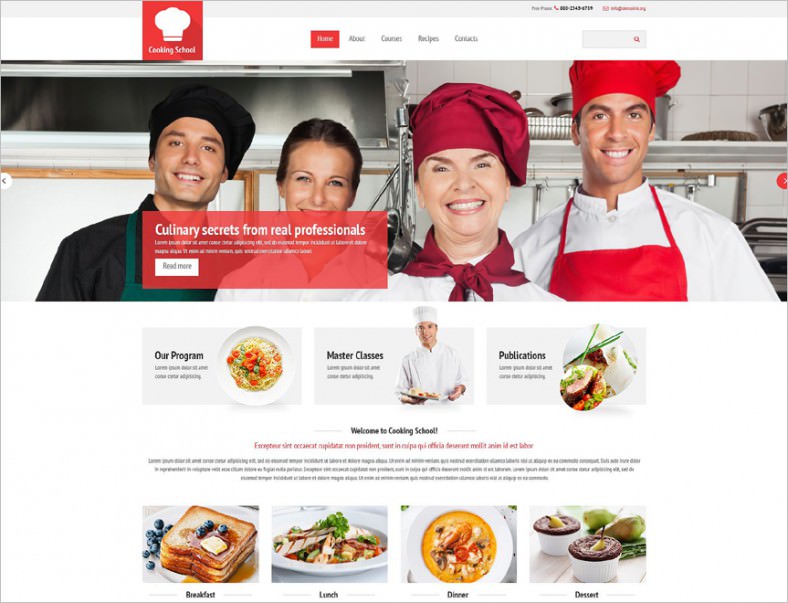 cooking school website template 788x60