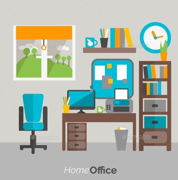 cool workspace office illustration
