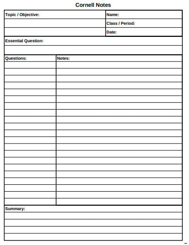 cornell notes template