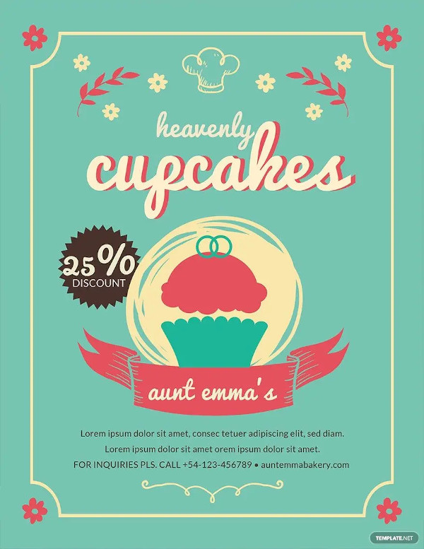 cupcake bakery flyer templates