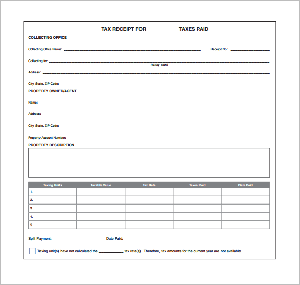 Excel Tax Receipt Template