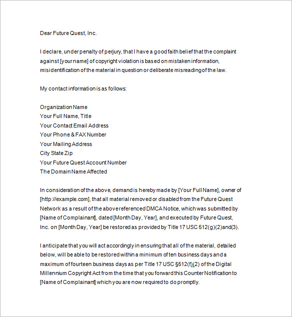 12+ DMCA Notice Templates - DOC