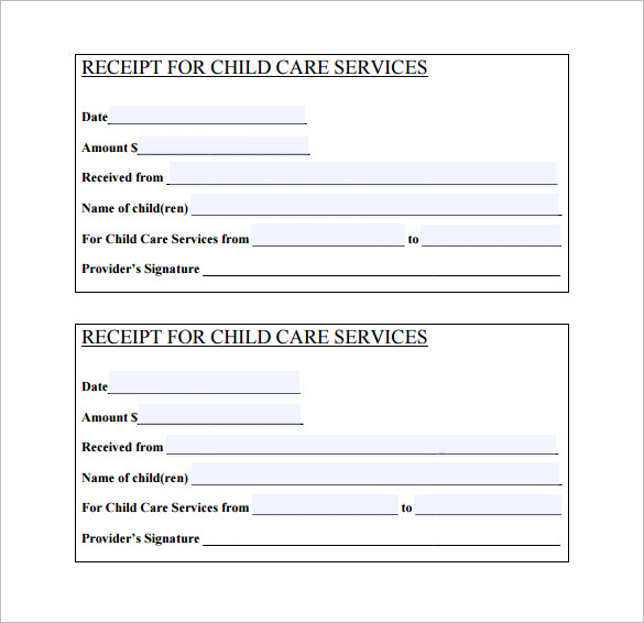 Home Daycare Receipt Template Free