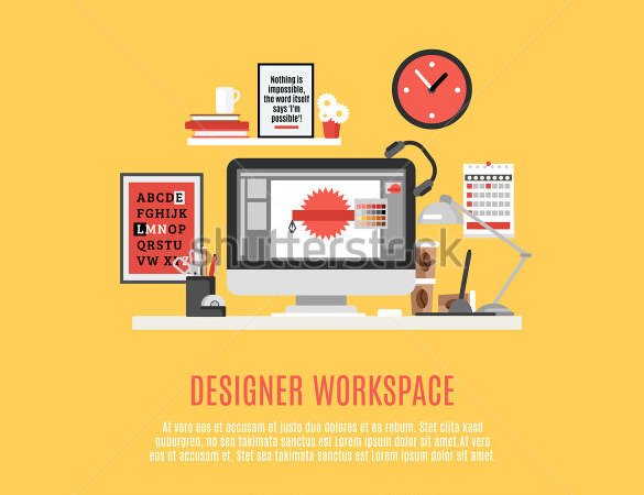 designer home office workspace illustration