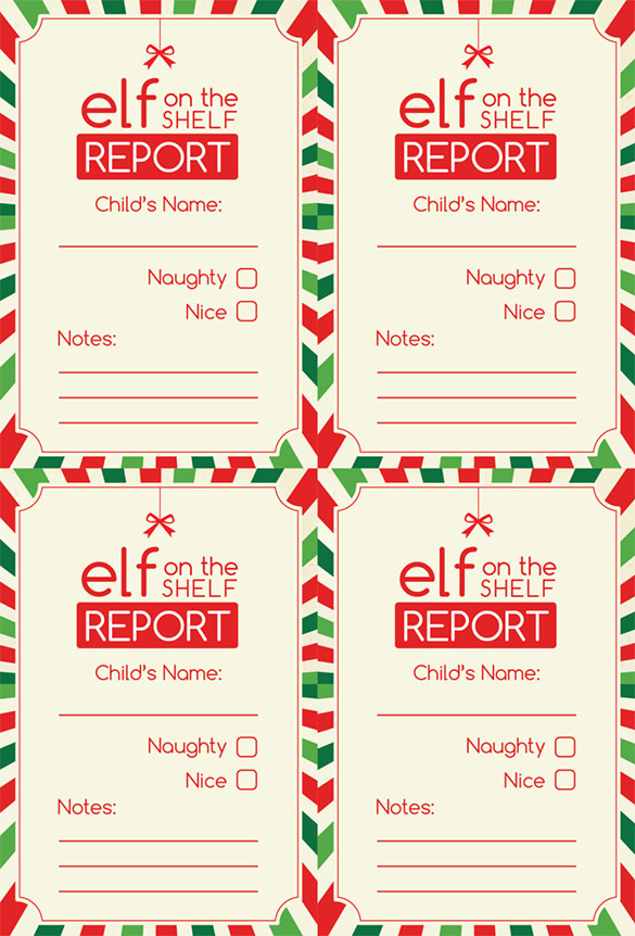 digital printable elf report card template download