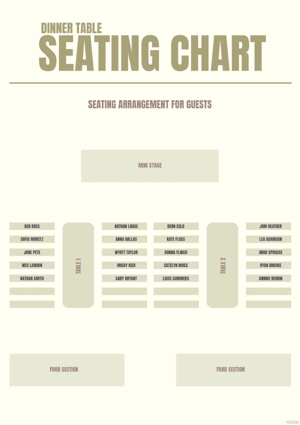 Table Seating Chart Template 22  Free Sample Example Format Download